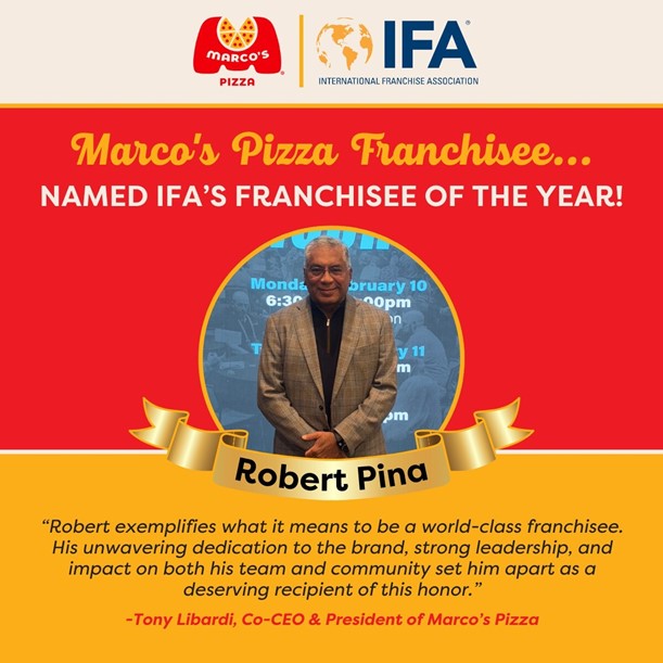 Featured image for “Marco’s Pizza Franchisee Wins IFA Franchisee of the Year Award”